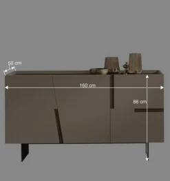 Wohnen Sideboards<3-türiges Sidebodard in Taupe und Teak - Cadiz