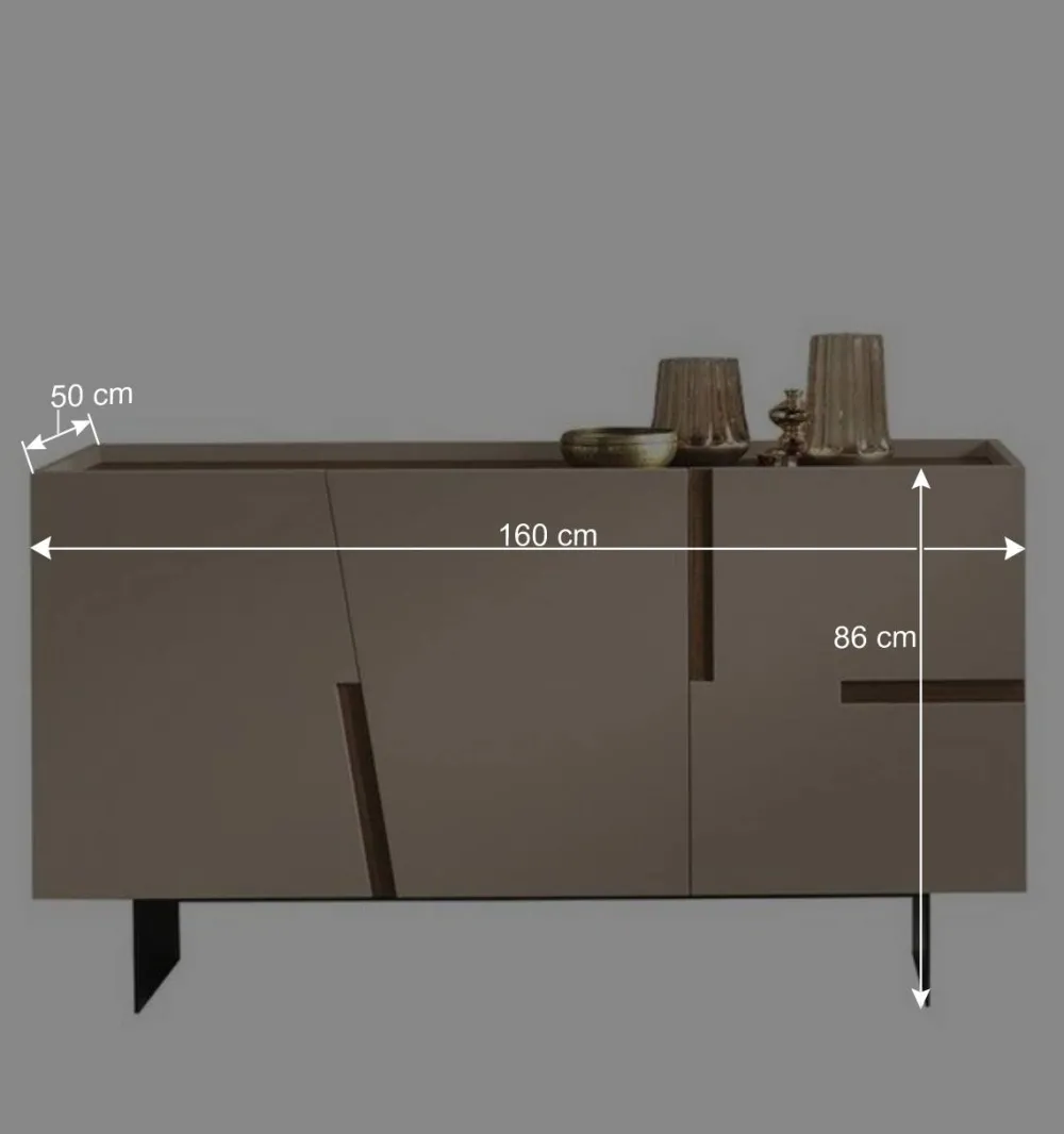 Wohnen Sideboards<3-türiges Sidebodard in Taupe und Teak - Cadiz