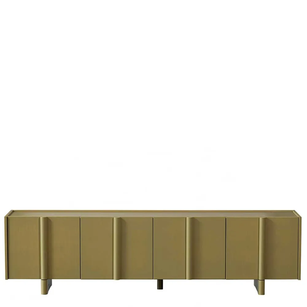 Wohnen Tv & Hifi-Möbel|Lowboards<4-türiges TV Lowboard in Khaki - Biledda