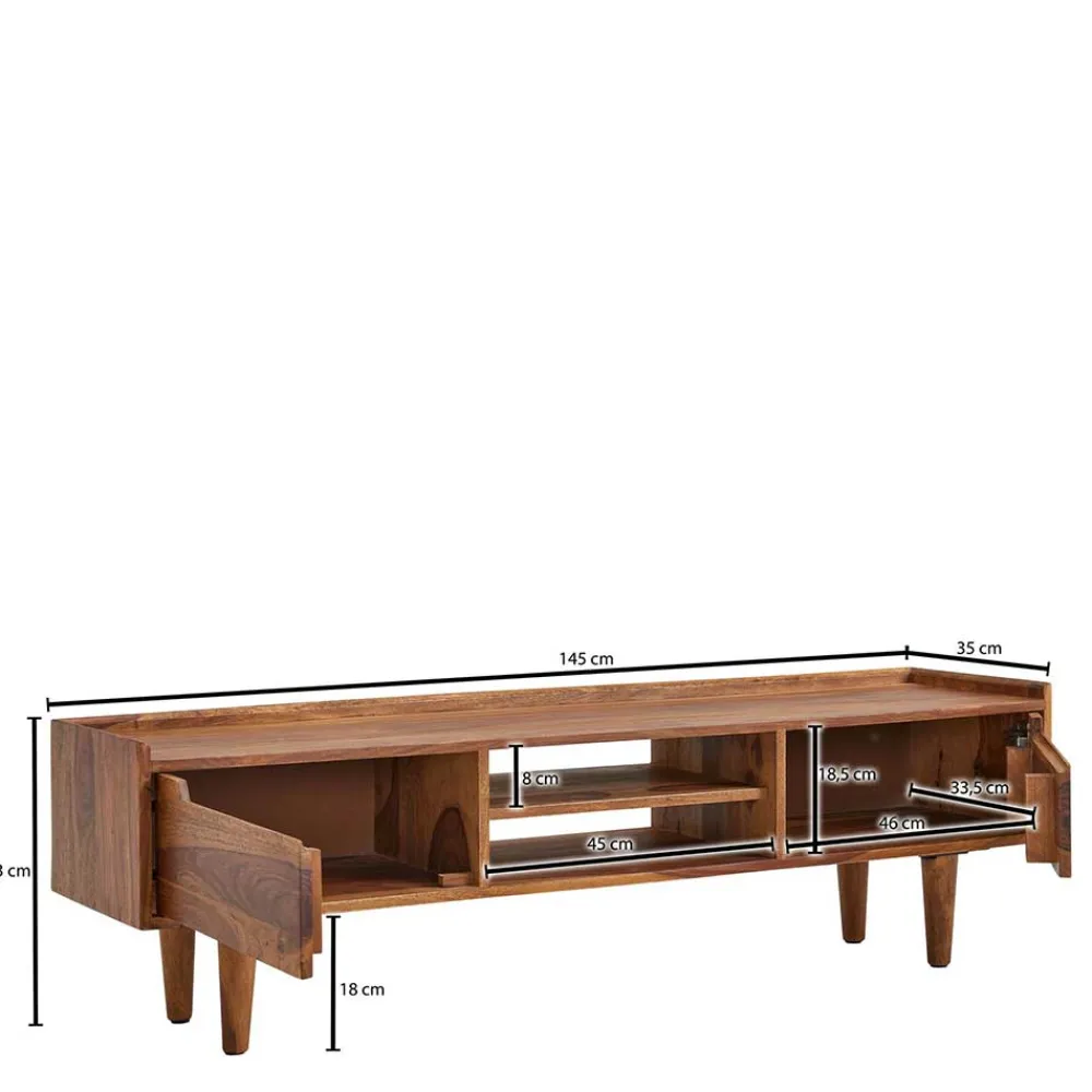 Wohnen Tv & Hifi-Möbel|Lowboards<2-türiges TV Lowboard mit Griffmulden - Placer