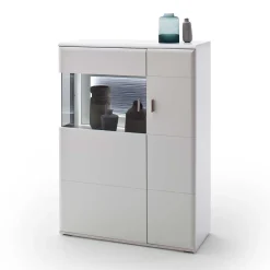Wohnen Highboards|Vitrinen<2-türiges Wohnzimmer Highboard in Weiß & Anthrazit - Hazime