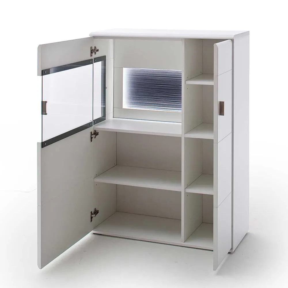 Wohnen Highboards|Vitrinen<2-türiges Wohnzimmer Highboard in Weiß & Anthrazit - Hazime