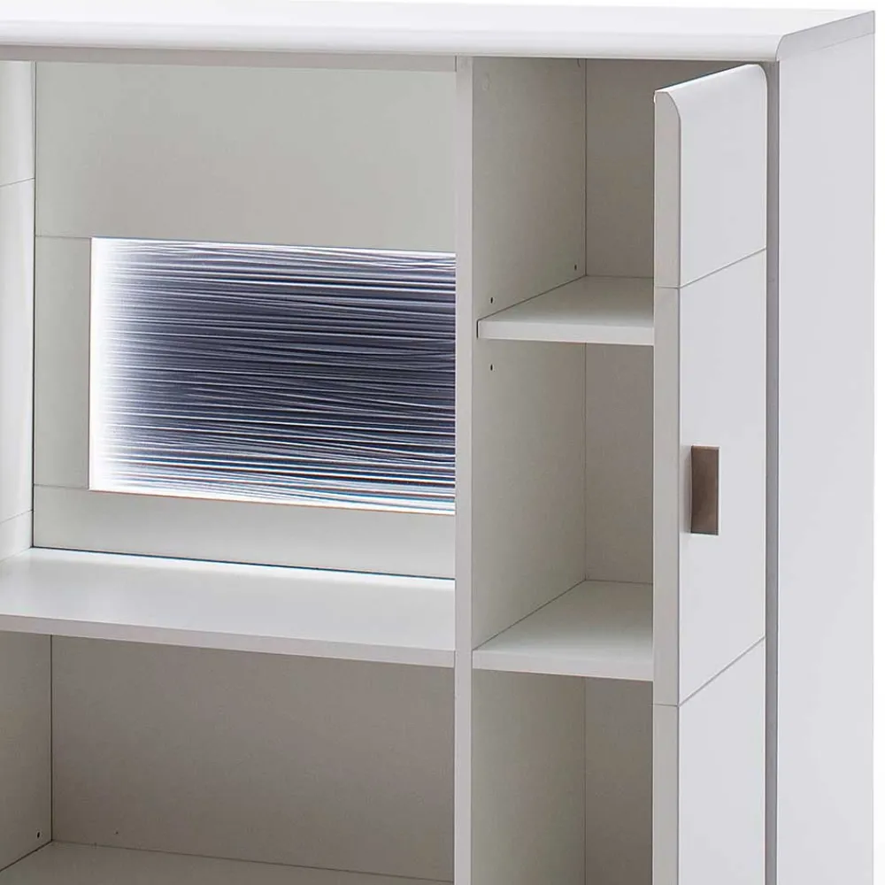 Wohnen Highboards|Vitrinen<2-türiges Wohnzimmer Highboard in Weiß & Anthrazit - Hazime