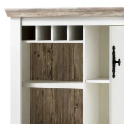 Wohnen Wohnwände<TV Anbauwand im Scandi Landhaus Stil Nedita in Weiß & Shabby Pinie Dekor (vierteilig)