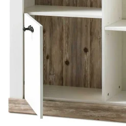 Wohnen Wohnwände<TV Anbauwand im Scandi Landhaus Stil Nedita in Weiß & Shabby Pinie Dekor (vierteilig)