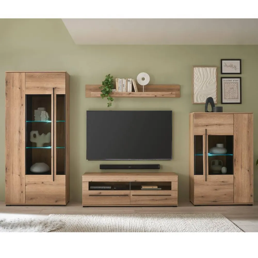 Wohnen Wohnwände<TV Anbauwand in Eiche - Brocus (vierteilig)