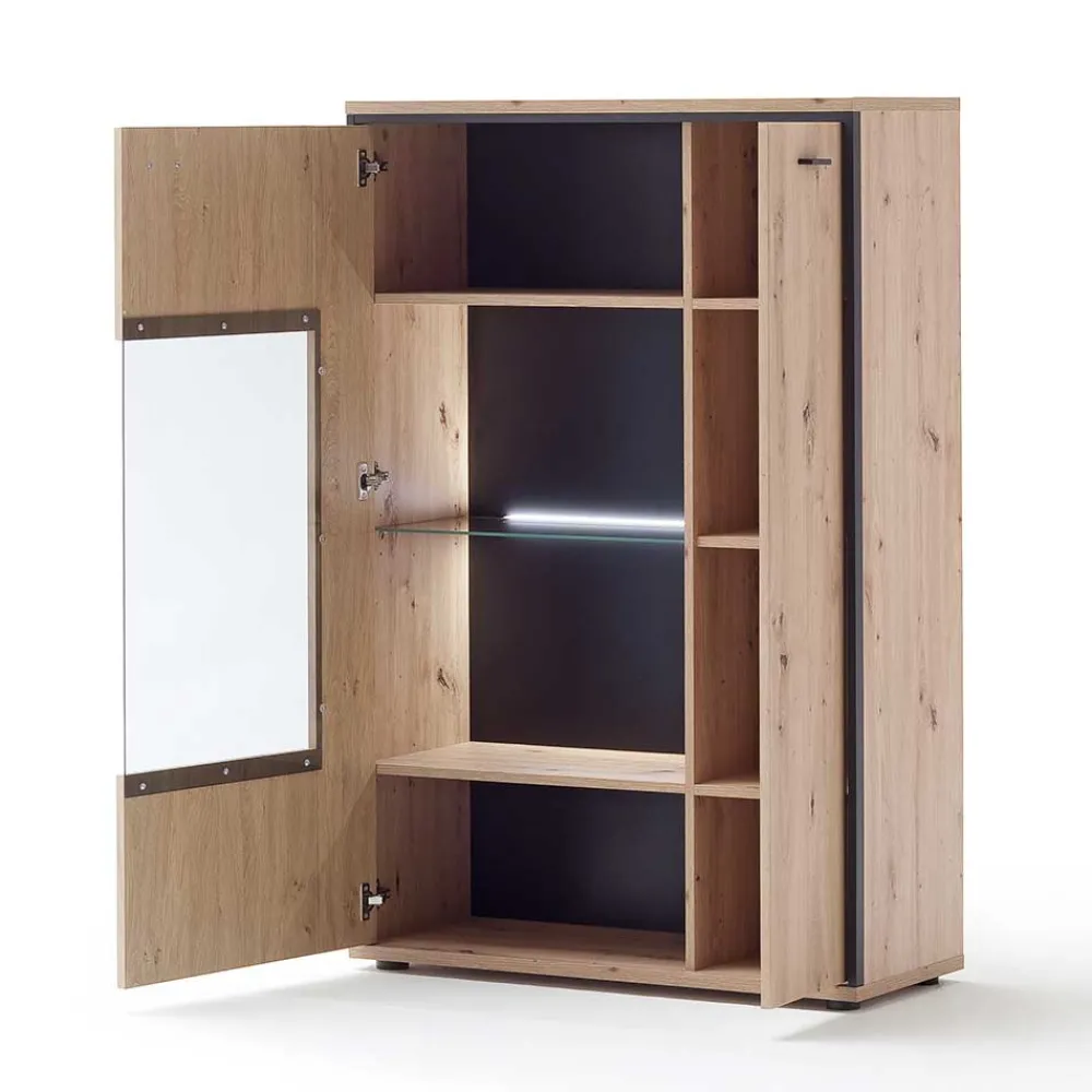 Wohnen Wohnwände<TV Anbauwand in Eicheoptik - Nikdus (vierteilig)