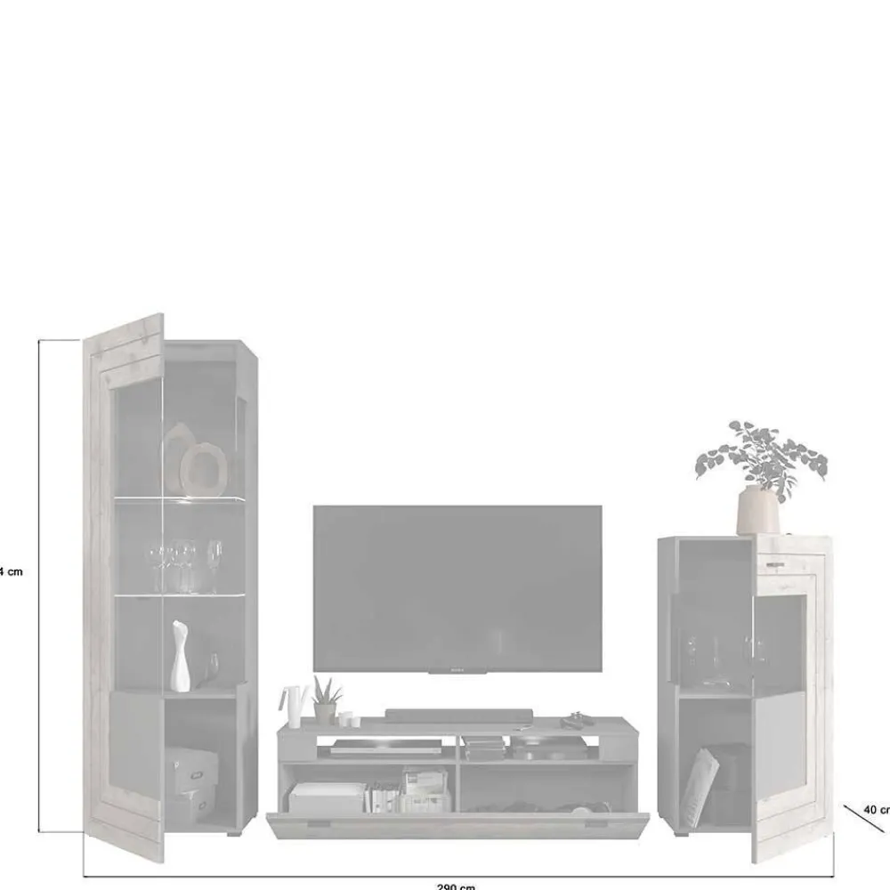 Wohnen Wohnwände<TV Anbauwand Möbel-Kombi modern - Scarlett (dreiteilig)