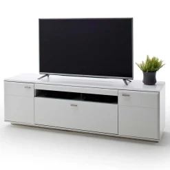 Wohnen Wohnwände<TV Anbauwand Set in Weiß - Hazime (dreiteilig)