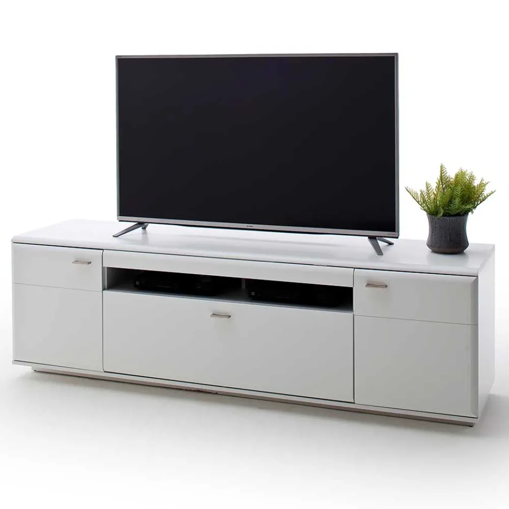 Wohnen Wohnwände<TV Anbauwand Set in Weiß - Hazime (dreiteilig)