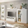 Wohnen Wohnwände<TV Anbauwand Set in weißer Holzoptik Pinie - Liancos (vierteilig)