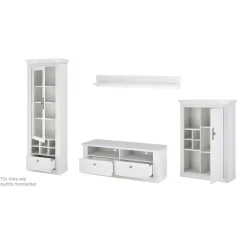 Wohnen Wohnwände<TV Anbauwand Set in weißer Holzoptik Pinie - Liancos (vierteilig)