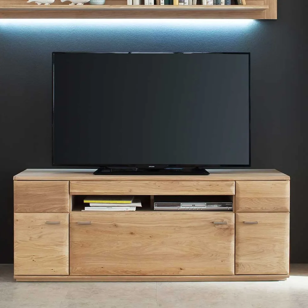 Wohnen Tv & Hifi-Möbel|Lowboards<TV Bank in Eiche Bianco teilmassiv Pontros 2-türig
