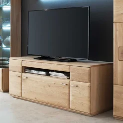 Wohnen Tv & Hifi-Möbel|Lowboards<TV Bank in Eiche Bianco teilmassiv Pontros 2-türig