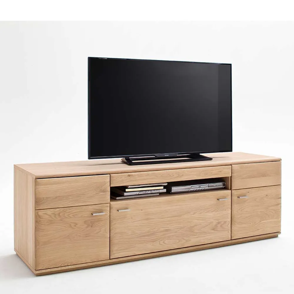 Wohnen Tv & Hifi-Möbel|Lowboards<TV Bank in Eiche Bianco teilmassiv Pontros 2-türig