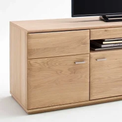 Wohnen Tv & Hifi-Möbel|Lowboards<TV Bank in Eiche Bianco teilmassiv Pontros 2-türig