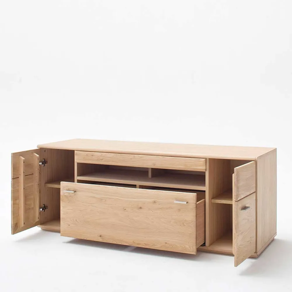 Wohnen Tv & Hifi-Möbel|Lowboards<TV Bank in Eiche Bianco teilmassiv Pontros 2-türig