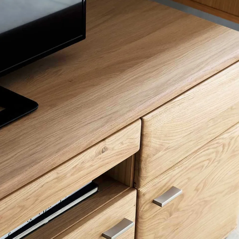 Wohnen Tv & Hifi-Möbel|Lowboards<TV Bank in Eiche Bianco teilmassiv Pontros 2-türig