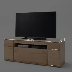 Wohnen Tv & Hifi-Möbel|Lowboards<TV Bank in Eiche Bianco teilmassiv Pontros 2-türig