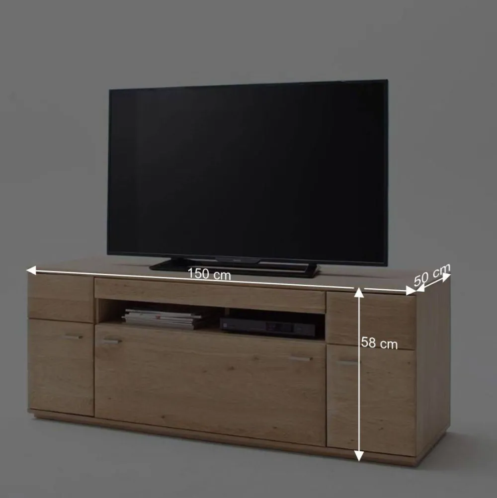 Wohnen Tv & Hifi-Möbel|Lowboards<TV Bank in Eiche Bianco teilmassiv Pontros 2-türig