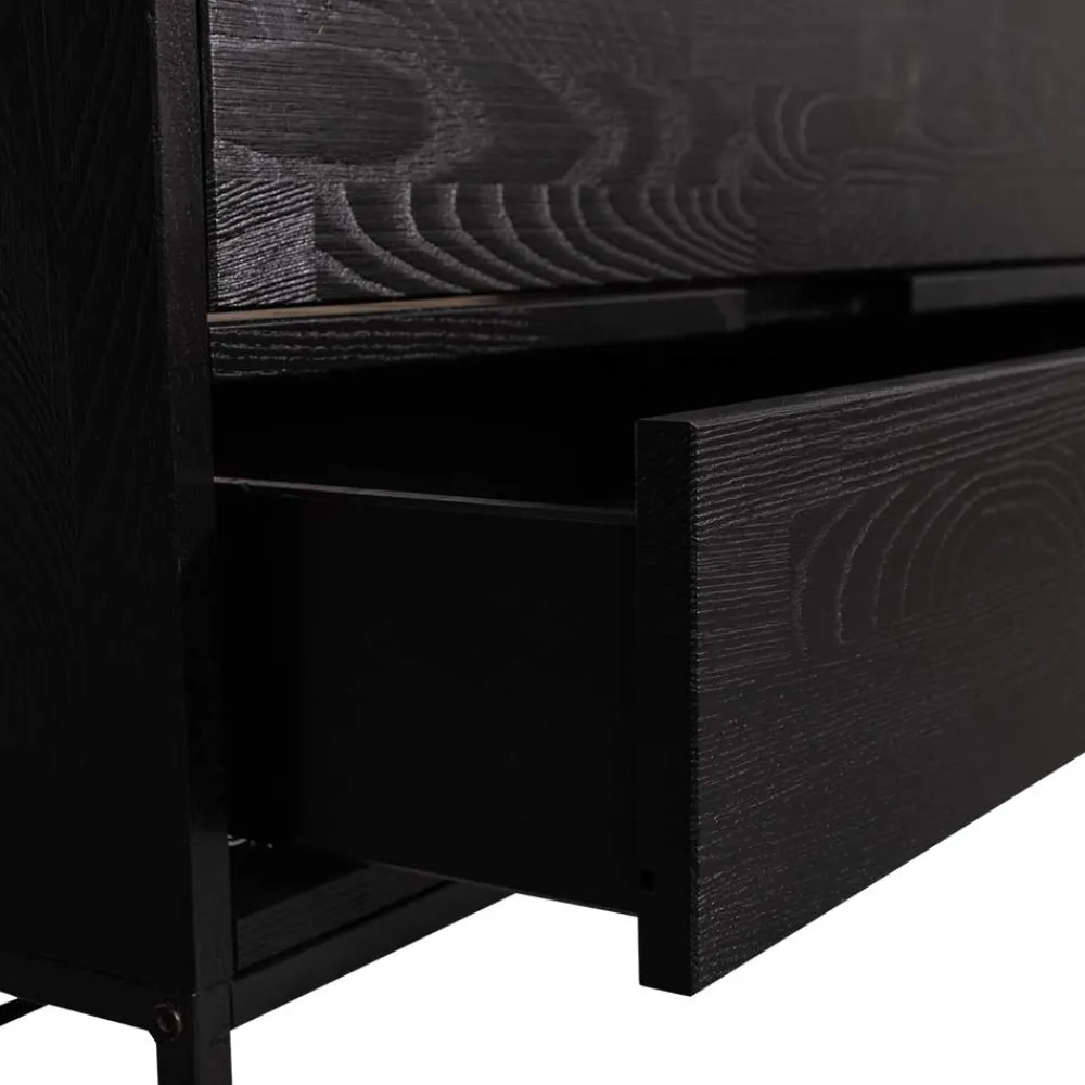 Wohnen Tv & Hifi-Möbel|Lowboards<TV Board - teilmassiv in Schwarz - Almery