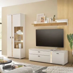 Wohnen Wohnwände<TV Board & Vitrinenschrank & Hängeboard Set - Racelyn (dreiteilig)