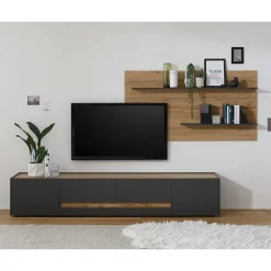 Wohnen Wohnwände<TV Board & Wandpaneel Set - Ahilav (zweiteilig)