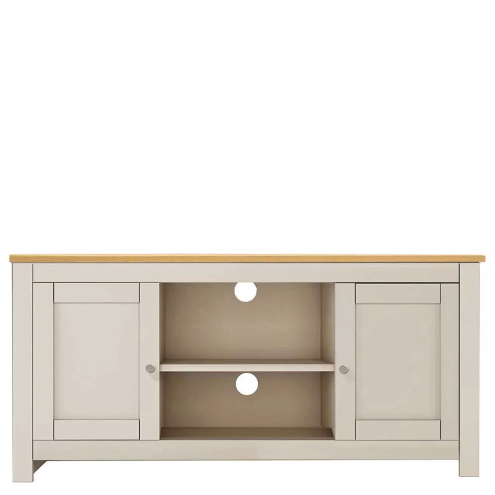 Wohnen Lowboards<TV Board in Cremeweiß mit Eiche - Langoona