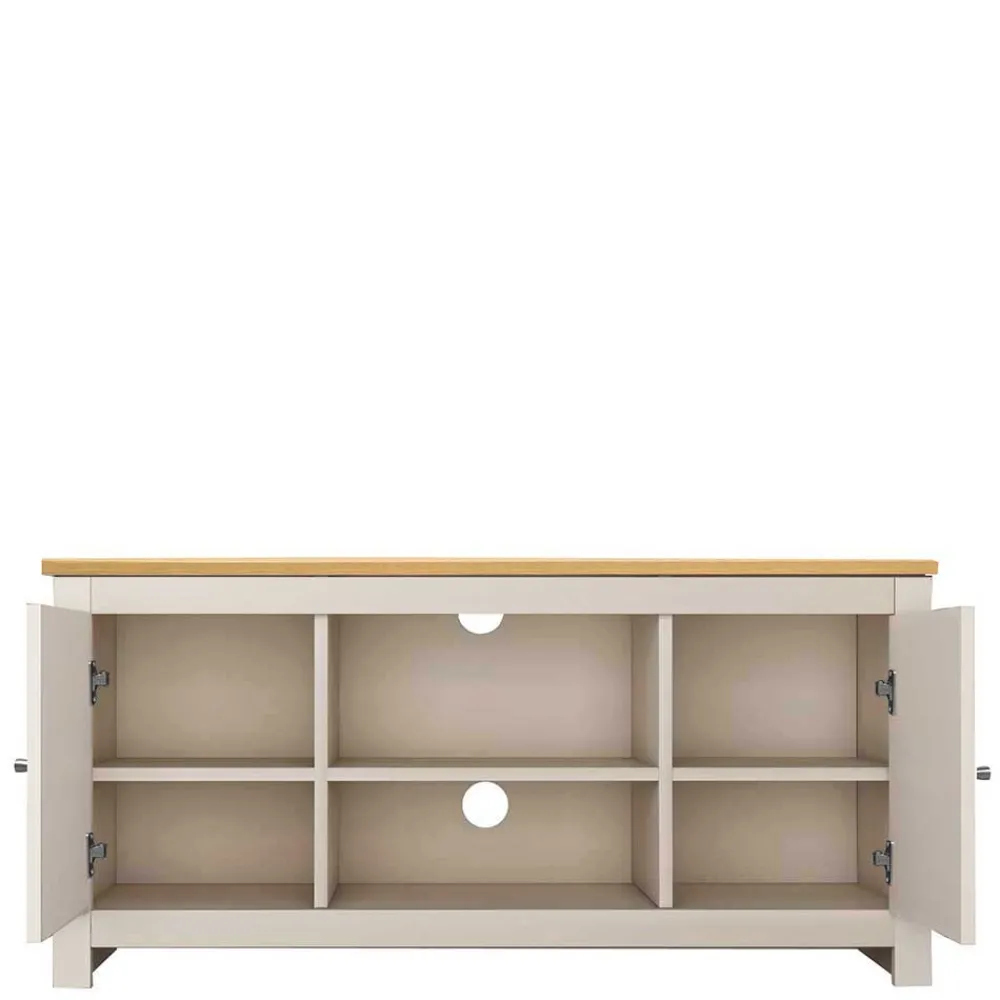 Wohnen Lowboards<TV Board in Cremeweiß mit Eiche - Langoona