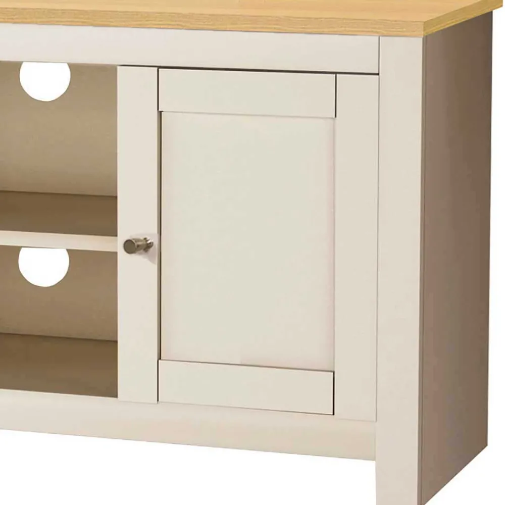 Wohnen Lowboards<TV Board in Cremeweiß mit Eiche - Langoona