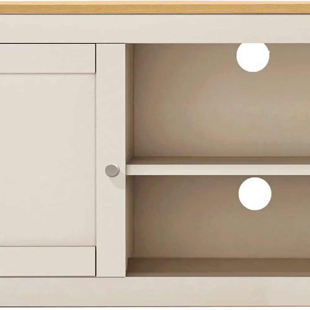 Wohnen Lowboards<TV Board in Cremeweiß mit Eiche - Langoona