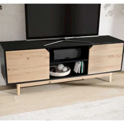 Wohnen Tv & Hifi-Möbel|Lowboards<TV Board in Eiche und Schwarz - Heraklion