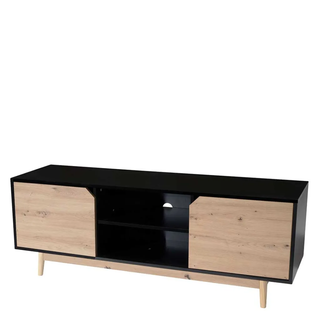 Wohnen Tv & Hifi-Möbel|Lowboards<TV Board in Eiche und Schwarz - Heraklion
