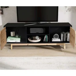 Wohnen Tv & Hifi-Möbel|Lowboards<TV Board in Eiche und Schwarz - Heraklion