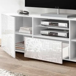 Wohnen Tv & Hifi-Möbel|Lowboards<TV Board in Hochglänzend Weiß lackiert - Vascaub I