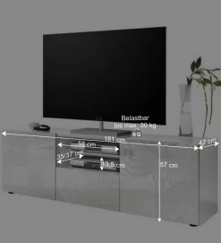 Wohnen Tv & Hifi-Möbel|Lowboards<TV Board in Hochglänzend Weiß lackiert - Vascaub I