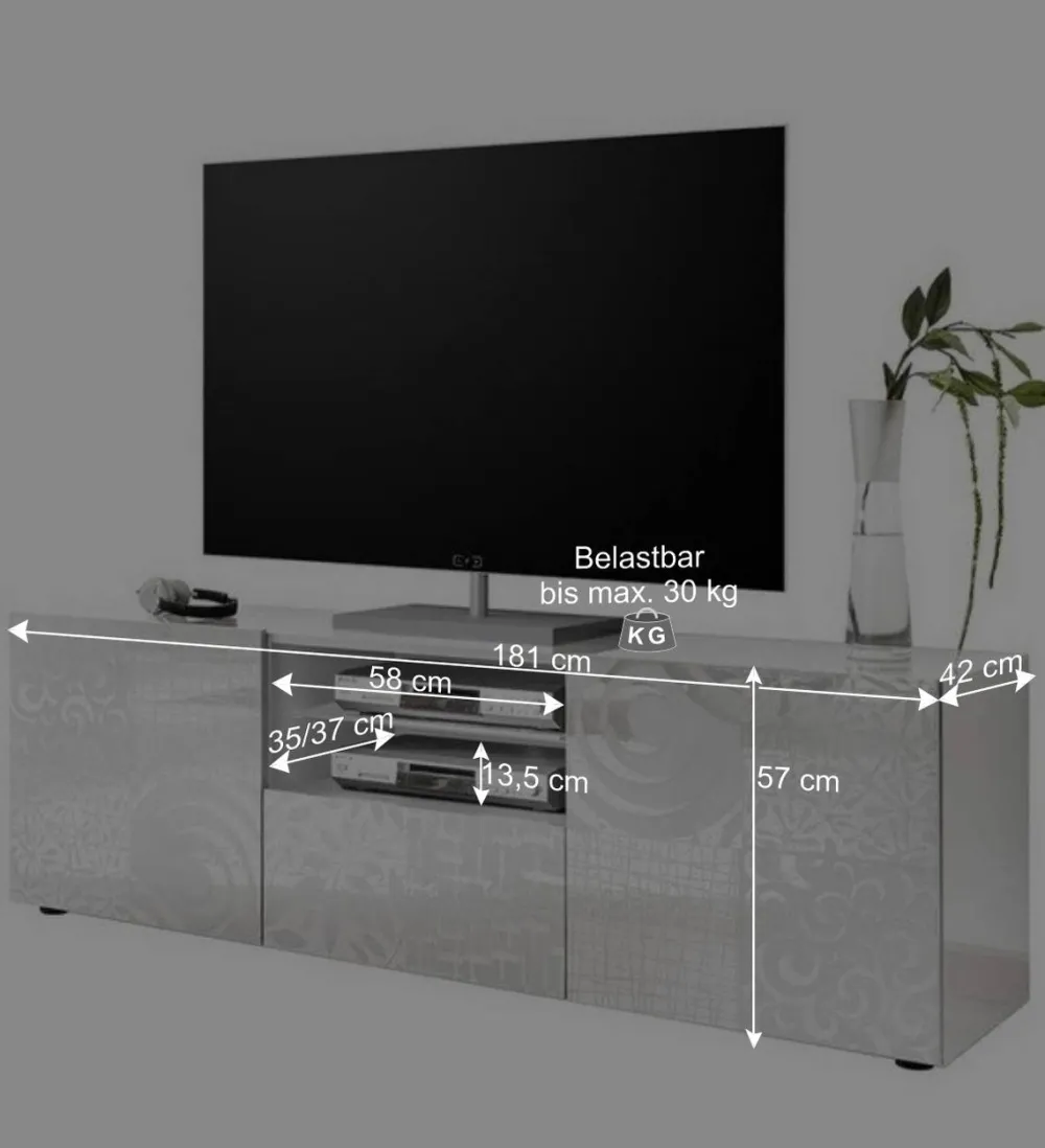 Wohnen Tv & Hifi-Möbel|Lowboards<TV Board in Hochglänzend Weiß lackiert - Vascaub I