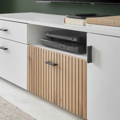 Wohnen Tv & Hifi-Möbel|Lowboards<TV Board in Mattweiß mit Wildeiche - Nenaloro