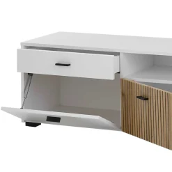 Wohnen Tv & Hifi-Möbel|Lowboards<TV Board in Mattweiß mit Wildeiche - Nenaloro