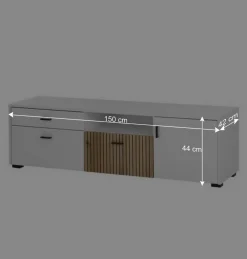 Wohnen Tv & Hifi-Möbel|Lowboards<TV Board in Mattweiß mit Wildeiche - Nenaloro