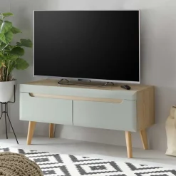 Wohnen Tv & Hifi-Möbel|Lowboards<TV Board in Mintgrün mit Eiche - Armina