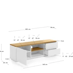 Wohnen Tv & Hifi-Möbel|Lowboards<TV Board in Weiß & Eiche Furnier - Vintilias