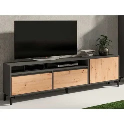 Wohnen Tv & Hifi-Möbel|Lowboards<TV Board in Wildeiche & Anthrazit - Kiss