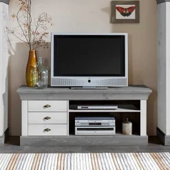 Wohnen Tv & Hifi-Möbel|Lowboards<TV Board Mirandesca in Weiß Grau teilmassiv