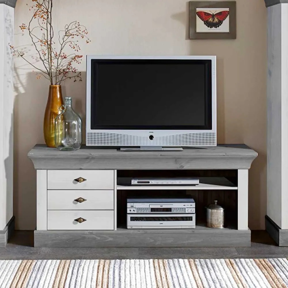 Wohnen Tv & Hifi-Möbel|Lowboards<TV Board Mirandesca in Weiß Grau teilmassiv
