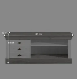 Wohnen Tv & Hifi-Möbel|Lowboards<TV Board Mirandesca in Weiß Grau teilmassiv