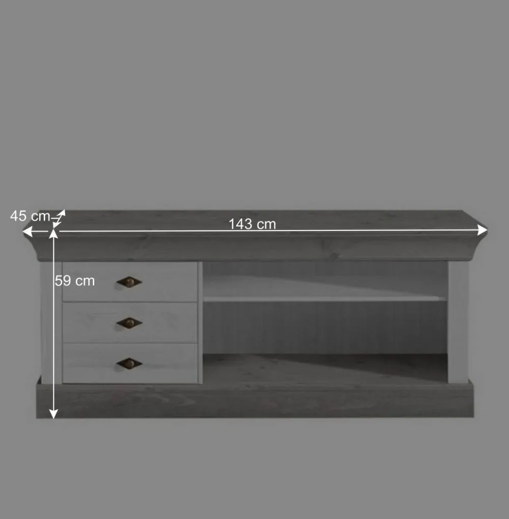 Wohnen Tv & Hifi-Möbel|Lowboards<TV Board Mirandesca in Weiß Grau teilmassiv