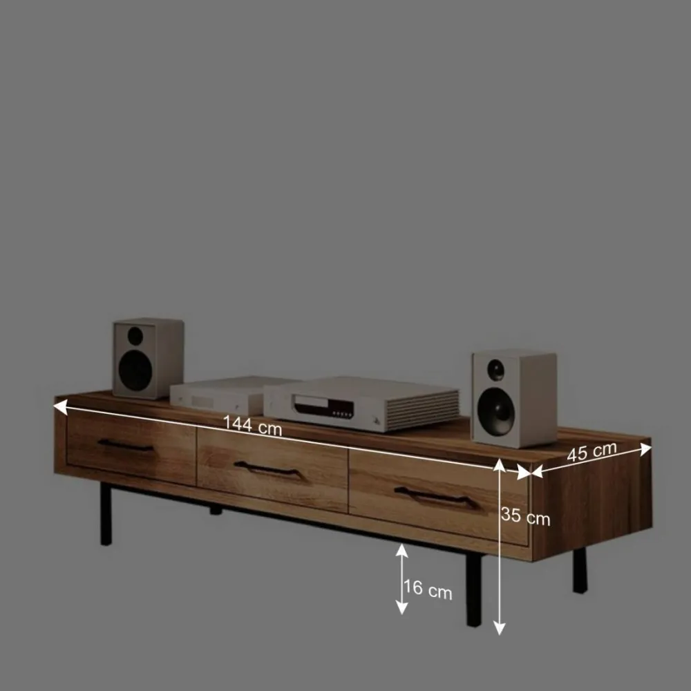Wohnen Tv & Hifi-Möbel|Lowboards<TV Board mit drei Schubladen aus Wildeiche - Kerfa