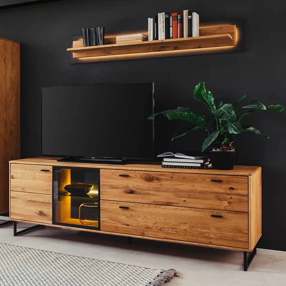 Wohnen Tv & Hifi-Möbel<TV Board mit Glastür & Tür & zwei Schubladen - Flacona