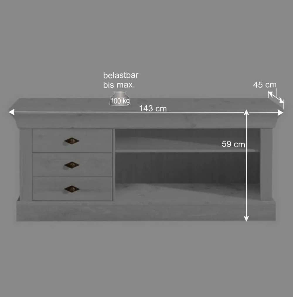 Wohnen Tv & Hifi-Möbel|Lowboards<TV Board Satumare aus Kiefer teilmassiv